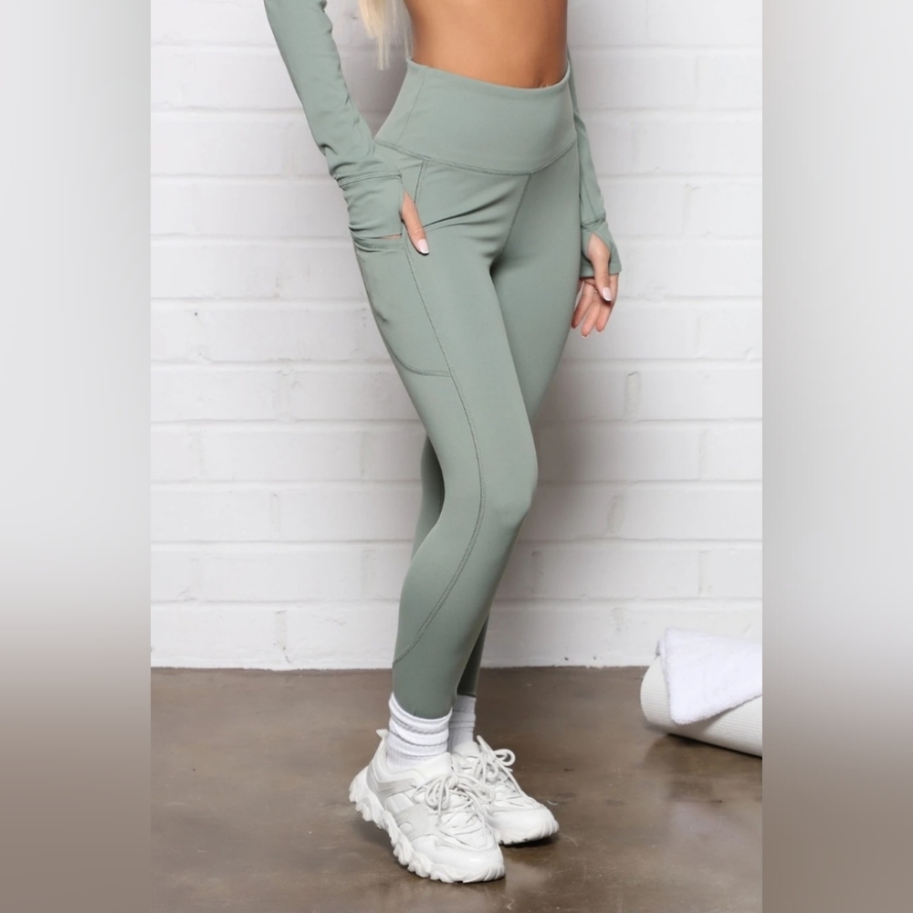 Fashion Nova Interluxe Active Sculpt Tech Leggings - Sage